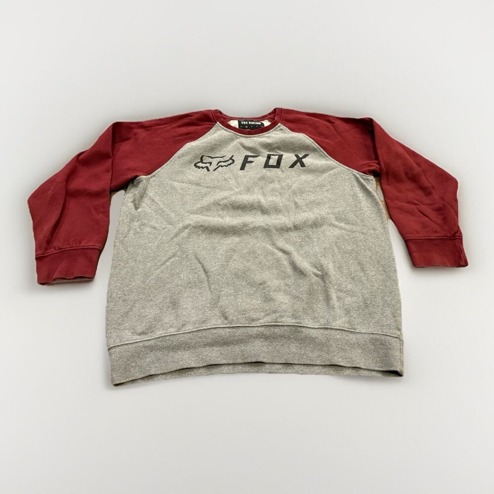 Fox Racing Mens Apex Gray Maroon Long Sleeve Sweatshirt Size M Medium